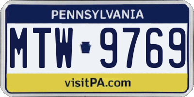 PA license plate MTW9769