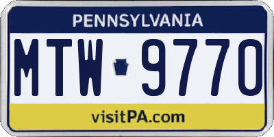 PA license plate MTW9770