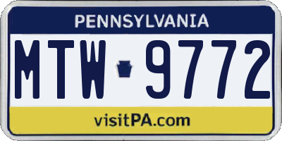 PA license plate MTW9772