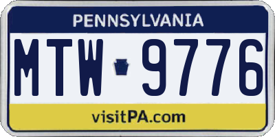 PA license plate MTW9776