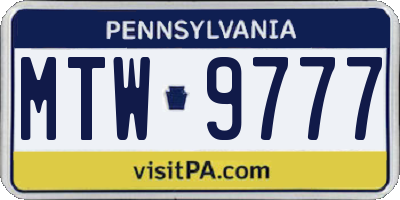 PA license plate MTW9777