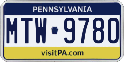 PA license plate MTW9780