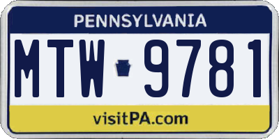 PA license plate MTW9781