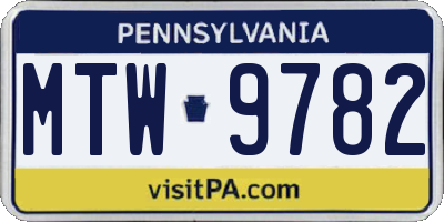 PA license plate MTW9782
