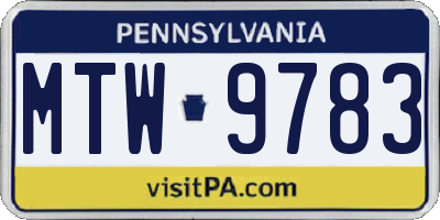 PA license plate MTW9783