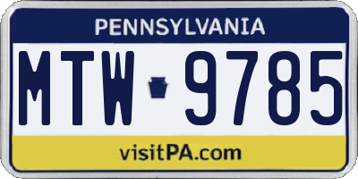 PA license plate MTW9785