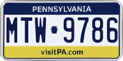 PA license plate MTW9786