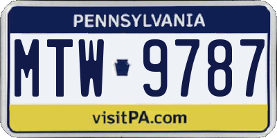 PA license plate MTW9787