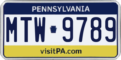 PA license plate MTW9789