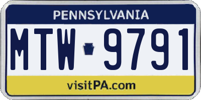 PA license plate MTW9791
