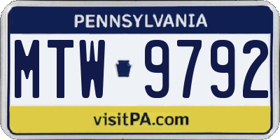 PA license plate MTW9792
