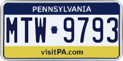 PA license plate MTW9793