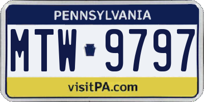 PA license plate MTW9797