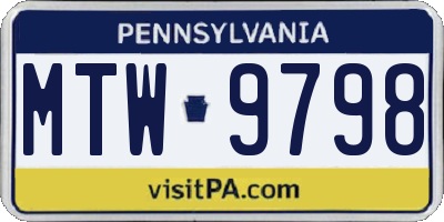 PA license plate MTW9798