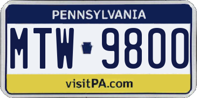 PA license plate MTW9800
