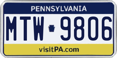 PA license plate MTW9806