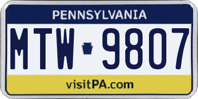 PA license plate MTW9807