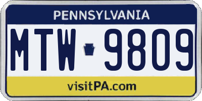 PA license plate MTW9809