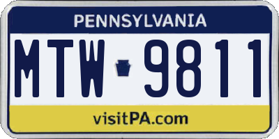 PA license plate MTW9811