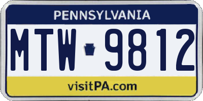 PA license plate MTW9812