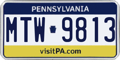 PA license plate MTW9813