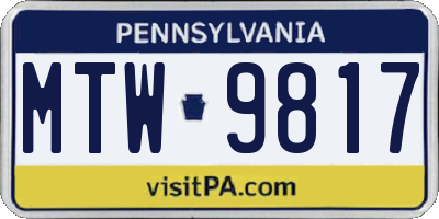PA license plate MTW9817