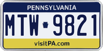 PA license plate MTW9821