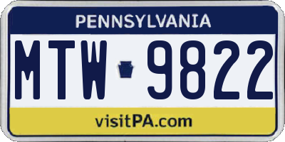 PA license plate MTW9822