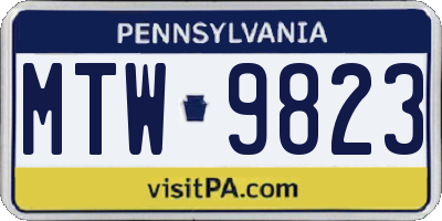 PA license plate MTW9823