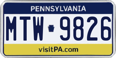 PA license plate MTW9826