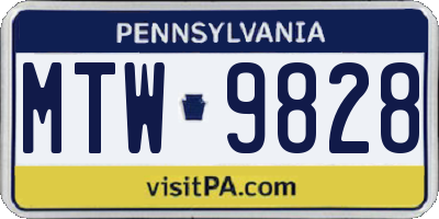 PA license plate MTW9828