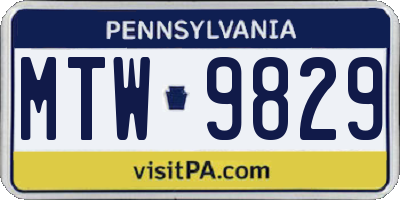 PA license plate MTW9829