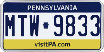 PA license plate MTW9833