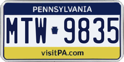 PA license plate MTW9835