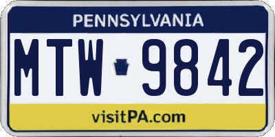 PA license plate MTW9842