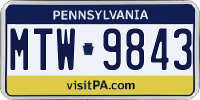 PA license plate MTW9843