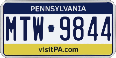 PA license plate MTW9844