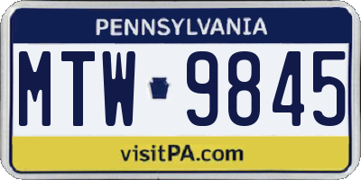 PA license plate MTW9845