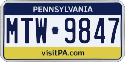 PA license plate MTW9847