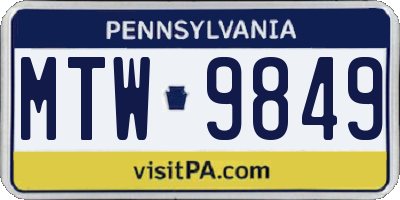 PA license plate MTW9849