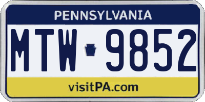PA license plate MTW9852