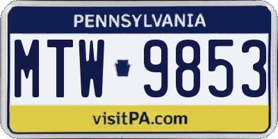 PA license plate MTW9853