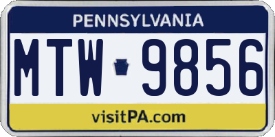 PA license plate MTW9856