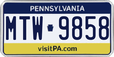 PA license plate MTW9858