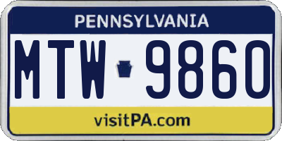 PA license plate MTW9860