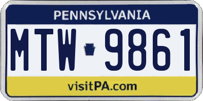PA license plate MTW9861