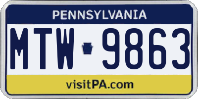 PA license plate MTW9863