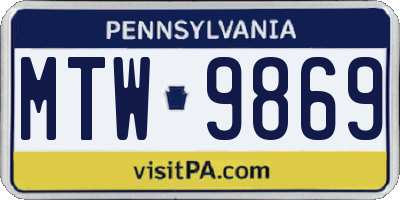 PA license plate MTW9869