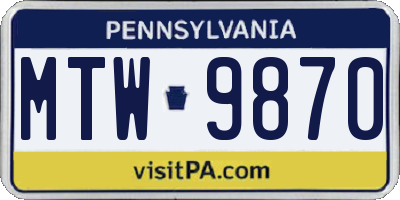 PA license plate MTW9870