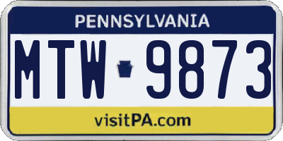 PA license plate MTW9873